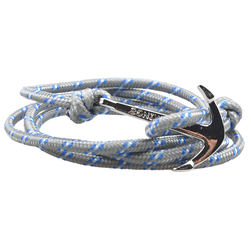 Rope bracelet with anchor design on a white background