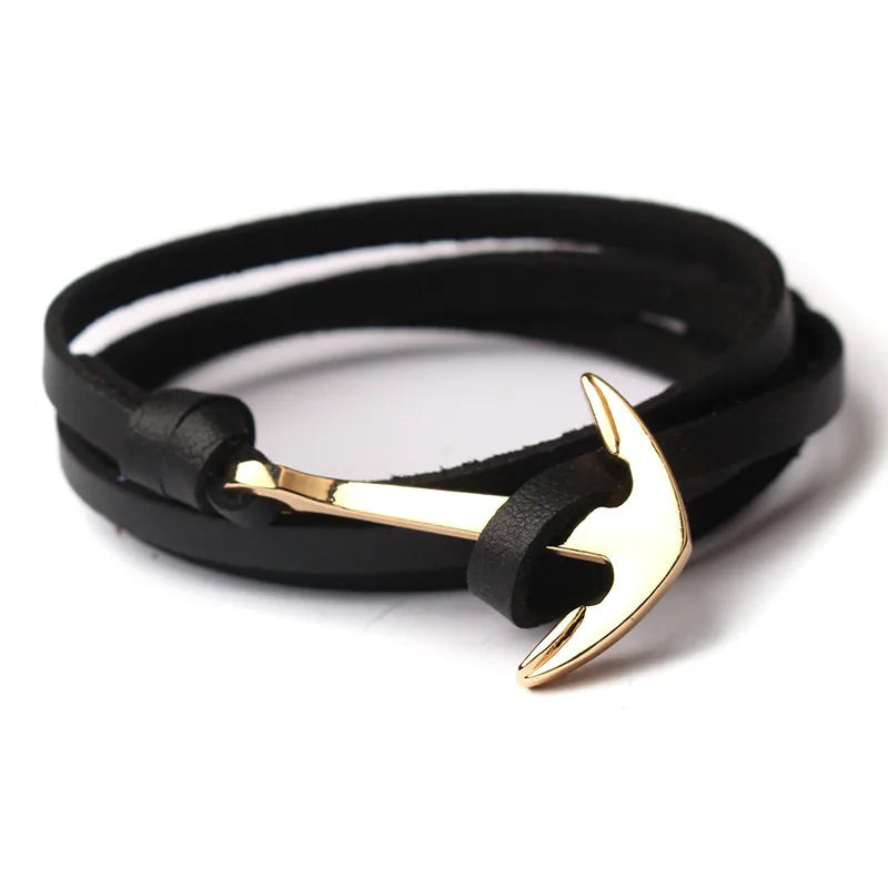 Anchor Leather Bracelet
