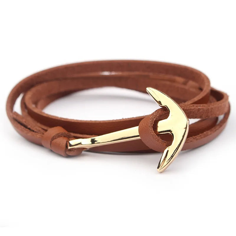 Anchor Leather Bracelet
