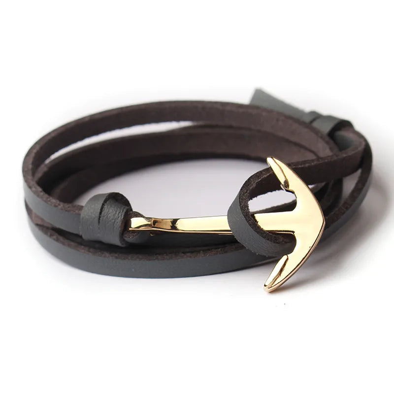 Anchor Leather Bracelet