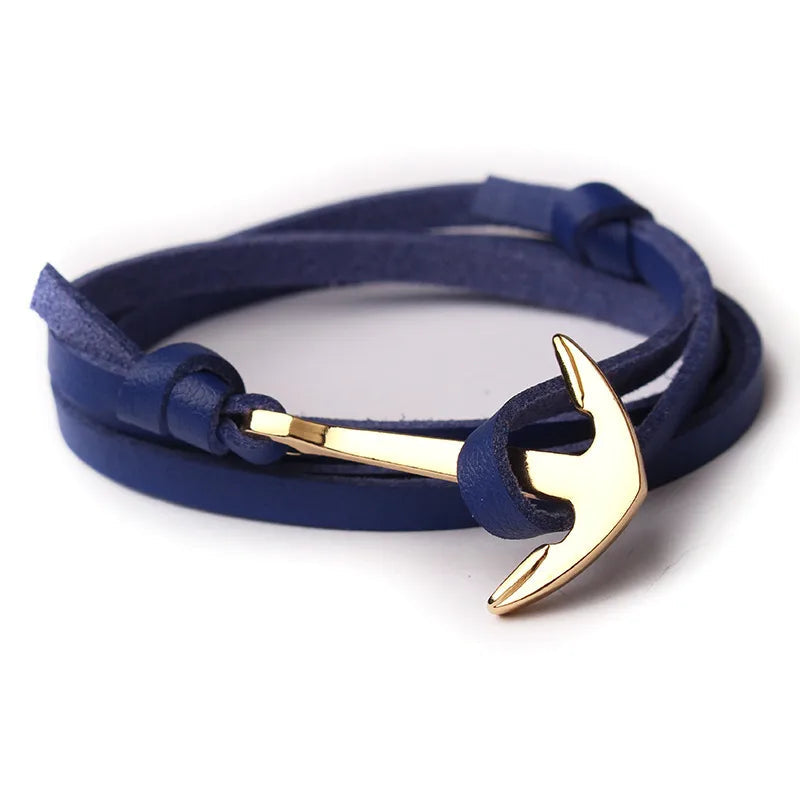 Anchor Leather Bracelet