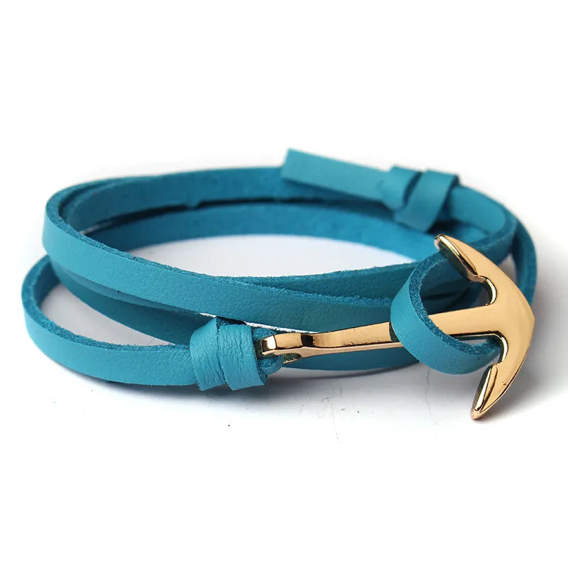 Anchor Leather Bracelet