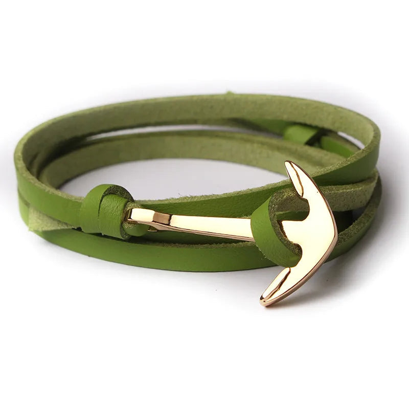 Anchor Leather Bracelet