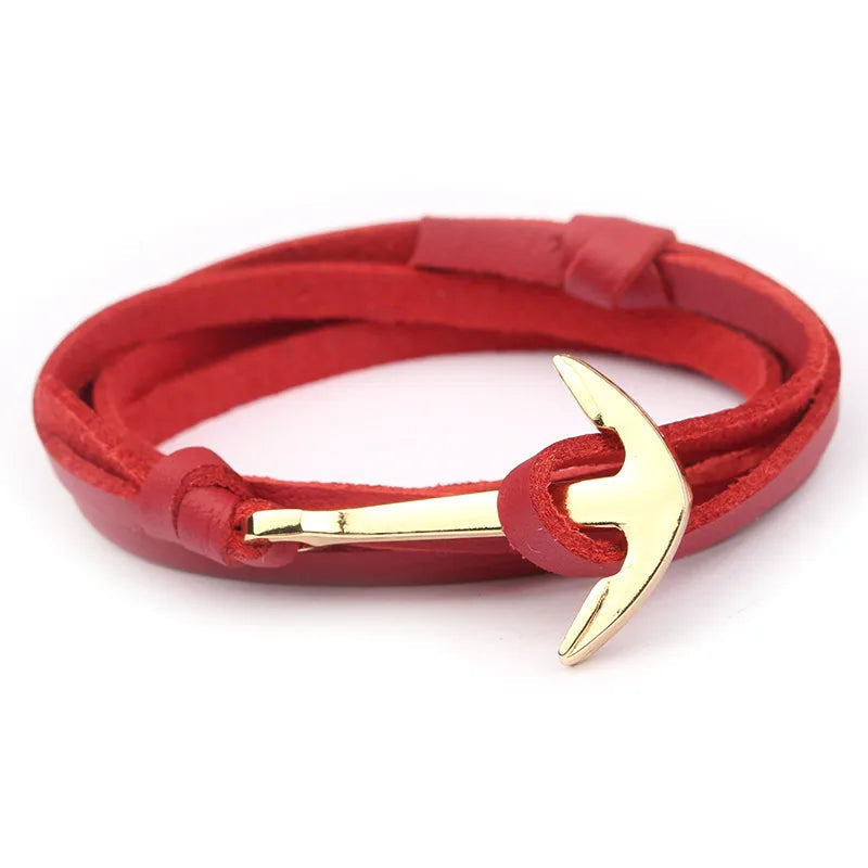 Anchor Leather Bracelet